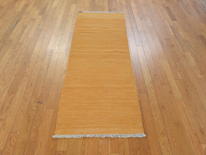 2'6" x 6'8" New Hand Woven Orange Wool Runner Oriental Rug - MOA10278889