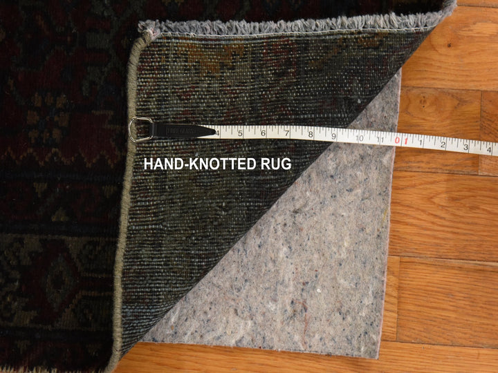 3'6" x 9'1" Vintage Hand Knotted Overdyed Wool Runner Oriental Rug - MOA10278890