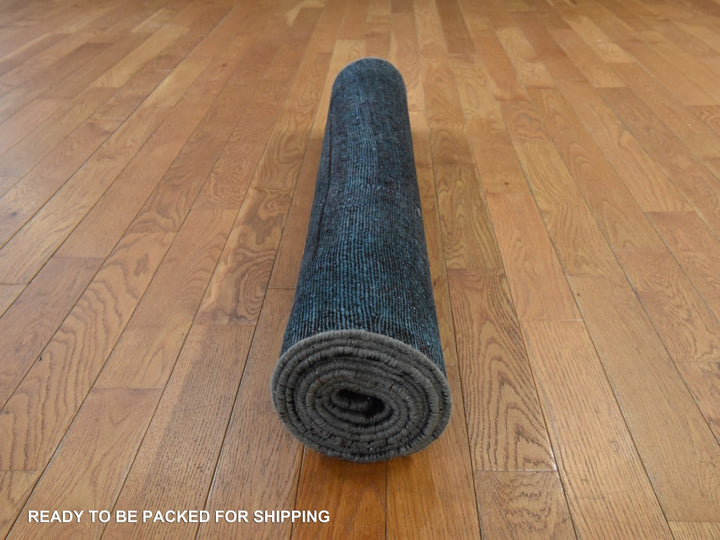 3'6" x 9'1" Vintage Hand Knotted Overdyed Wool Runner Oriental Rug - MOA10278890