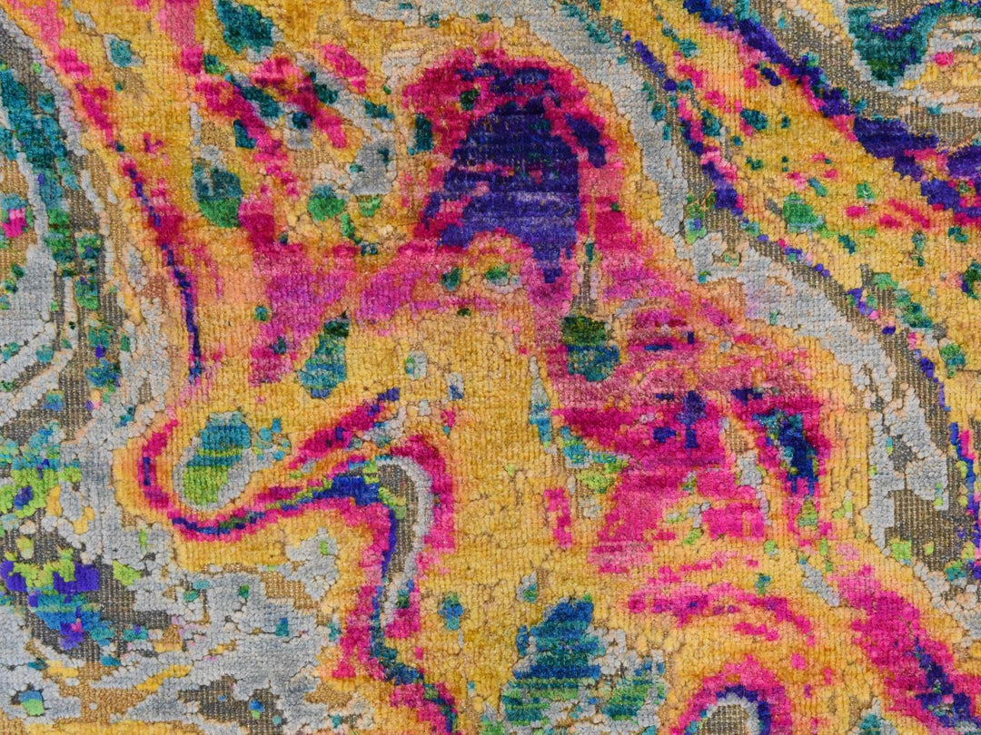 5'10" x 8'8" New Hand Knotted Multicolored Wool & Silk Rectangle Oriental Rug - MOA10278891