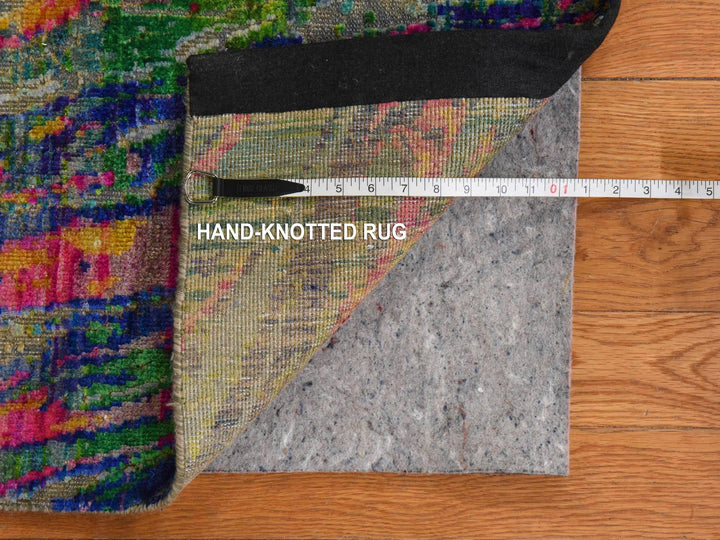 5'10" x 8'8" New Hand Knotted Multicolored Wool & Silk Rectangle Oriental Rug - MOA10278891
