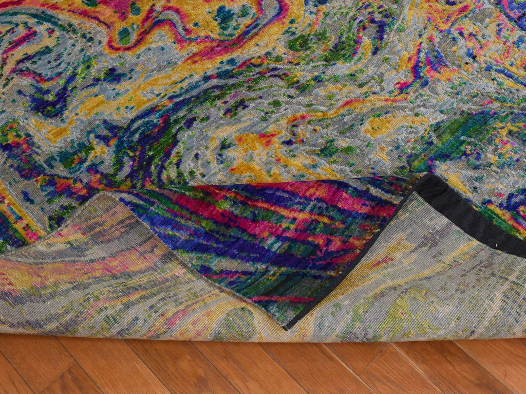 5'10" x 8'8" New Hand Knotted Multicolored Wool & Silk Rectangle Oriental Rug - MOA10278891