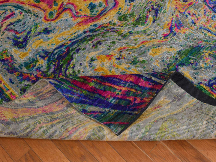 5'10" x 8'8" New Hand Knotted Multicolored Wool & Silk Rectangle Oriental Rug - MOA10278891