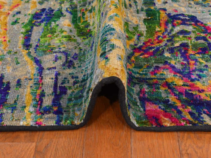 5'10" x 8'8" New Hand Knotted Multicolored Wool & Silk Rectangle Oriental Rug - MOA10278891