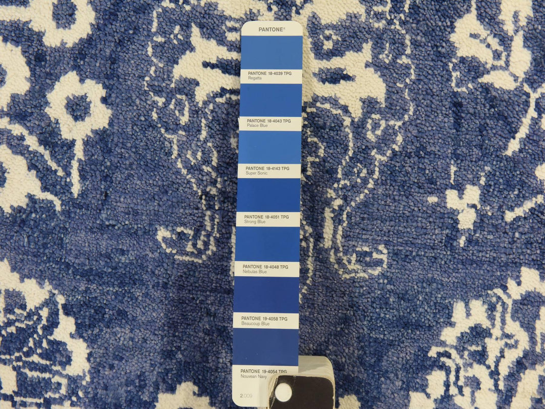 6'2" x 9'0" New Hand Knotted Blue Wool & Silk Rectangle Oriental Rug - MOA10278892