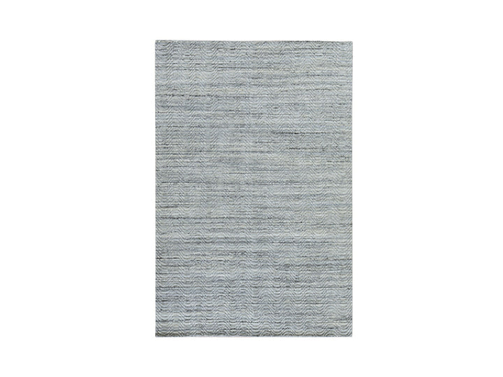 6'0" x 9'0" New Hand Loomed Grey Wool Rectangle Oriental Rug - MOA10278894