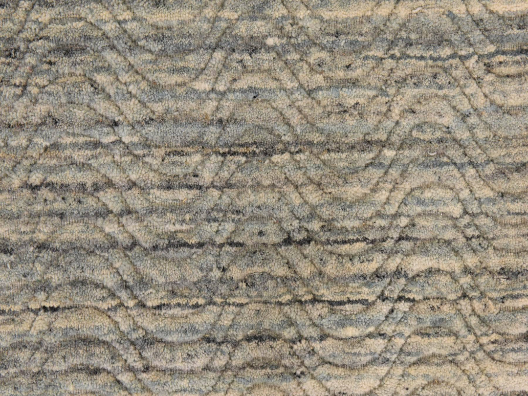 6'0" x 9'0" New Hand Loomed Grey Wool Rectangle Oriental Rug - MOA10278894
