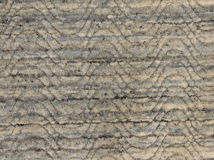 6'0" x 9'0" New Hand Loomed Grey Wool Rectangle Oriental Rug - MOA10278894