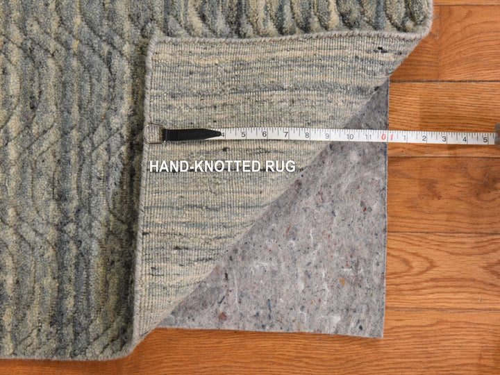 6'0" x 9'0" New Hand Loomed Grey Wool Rectangle Oriental Rug - MOA10278894
