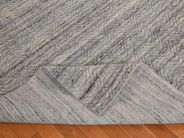 6'0" x 9'0" New Hand Loomed Grey Wool Rectangle Oriental Rug - MOA10278894