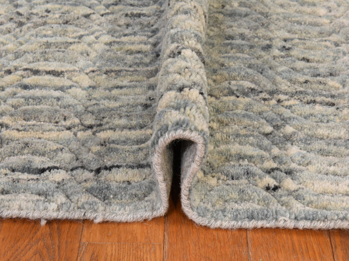 6'0" x 9'0" New Hand Loomed Grey Wool Rectangle Oriental Rug - MOA10278894