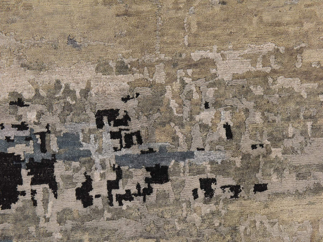 6'3" x 8'10" New Hand Knotted Beige Wool & Silk Rectangle Oriental Rug - MOA10278896