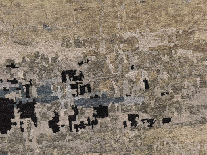 6'3" x 8'10" New Hand Knotted Beige Wool & Silk Rectangle Oriental Rug - MOA10278896