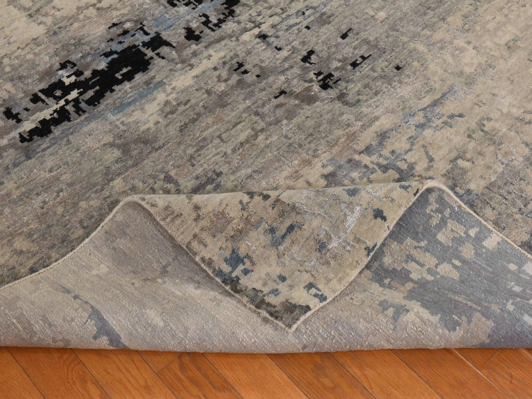6'3" x 8'10" New Hand Knotted Beige Wool & Silk Rectangle Oriental Rug - MOA10278896