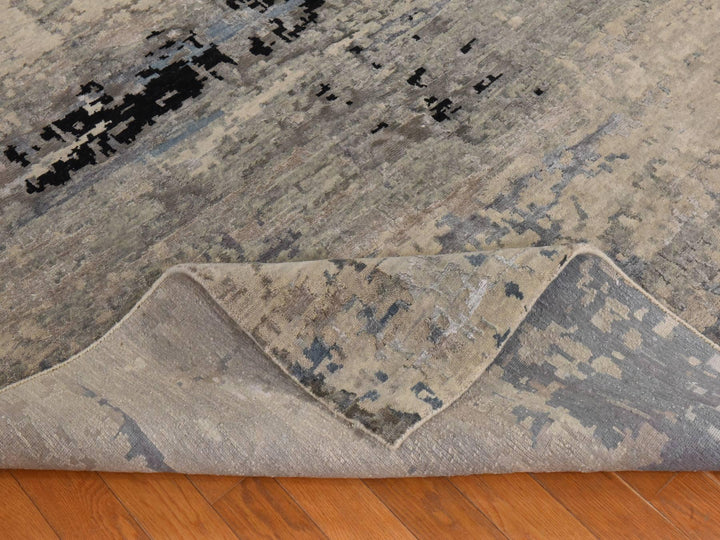 6'3" x 8'10" New Hand Knotted Beige Wool & Silk Rectangle Oriental Rug - MOA10278896