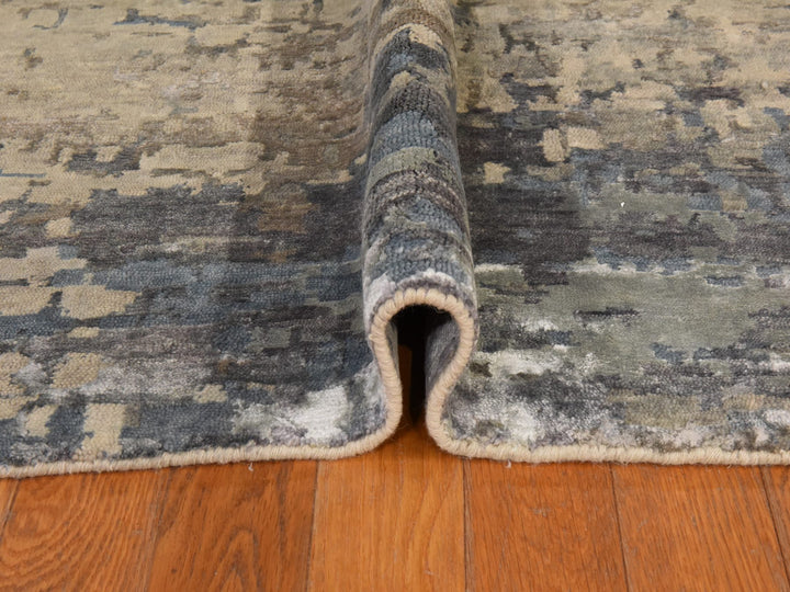 6'3" x 8'10" New Hand Knotted Beige Wool & Silk Rectangle Oriental Rug - MOA10278896