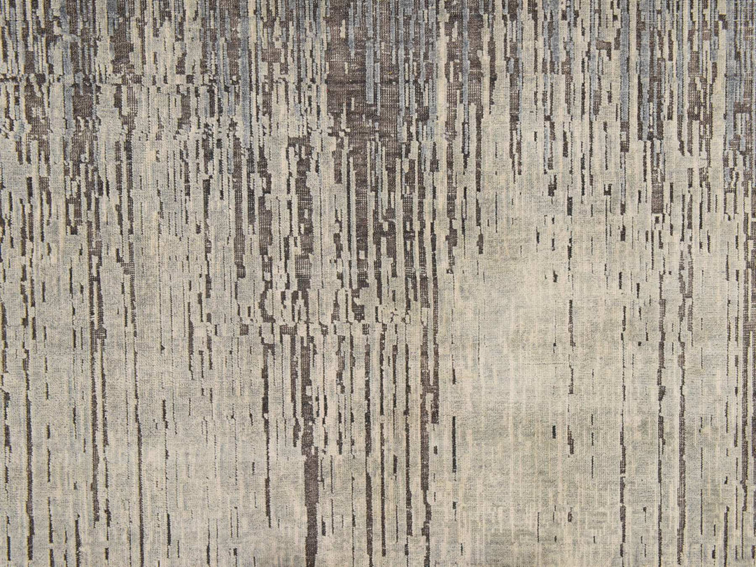 6'0" x 8'10" New Hand Knotted Grey Silk Rectangle Oriental Rug - MOA10278898