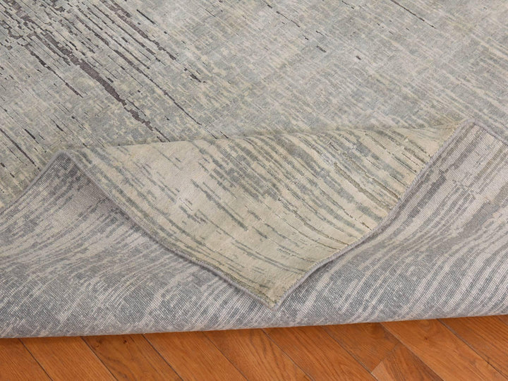 6'0" x 8'10" New Hand Knotted Grey Silk Rectangle Oriental Rug - MOA10278898