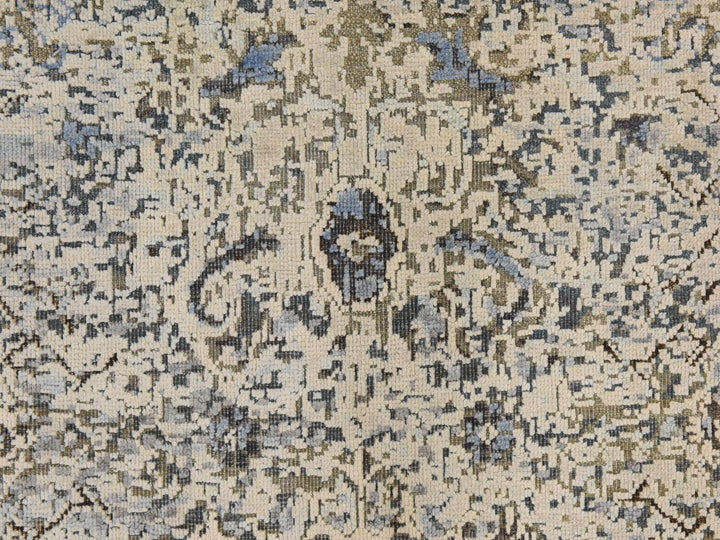 6'0" x 9'3" New Hand Knotted Ivory Wool & Silk Rectangle Oriental Rug - MOA10278899