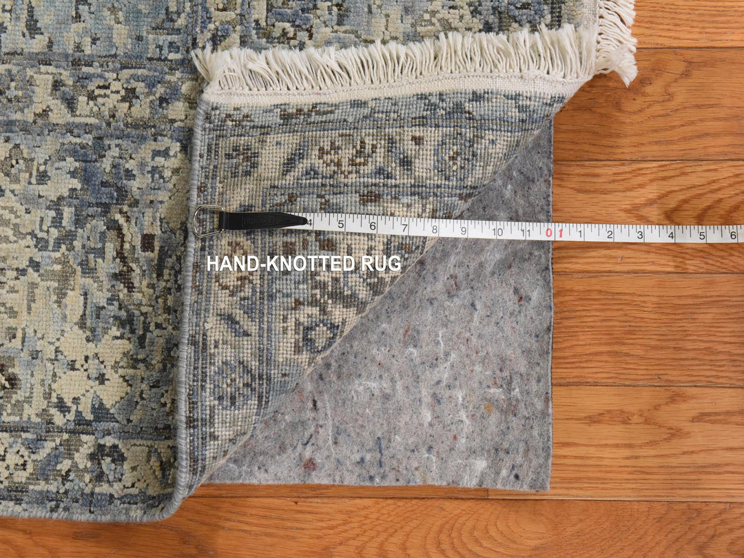 6'0" x 9'3" New Hand Knotted Ivory Wool & Silk Rectangle Oriental Rug - MOA10278899