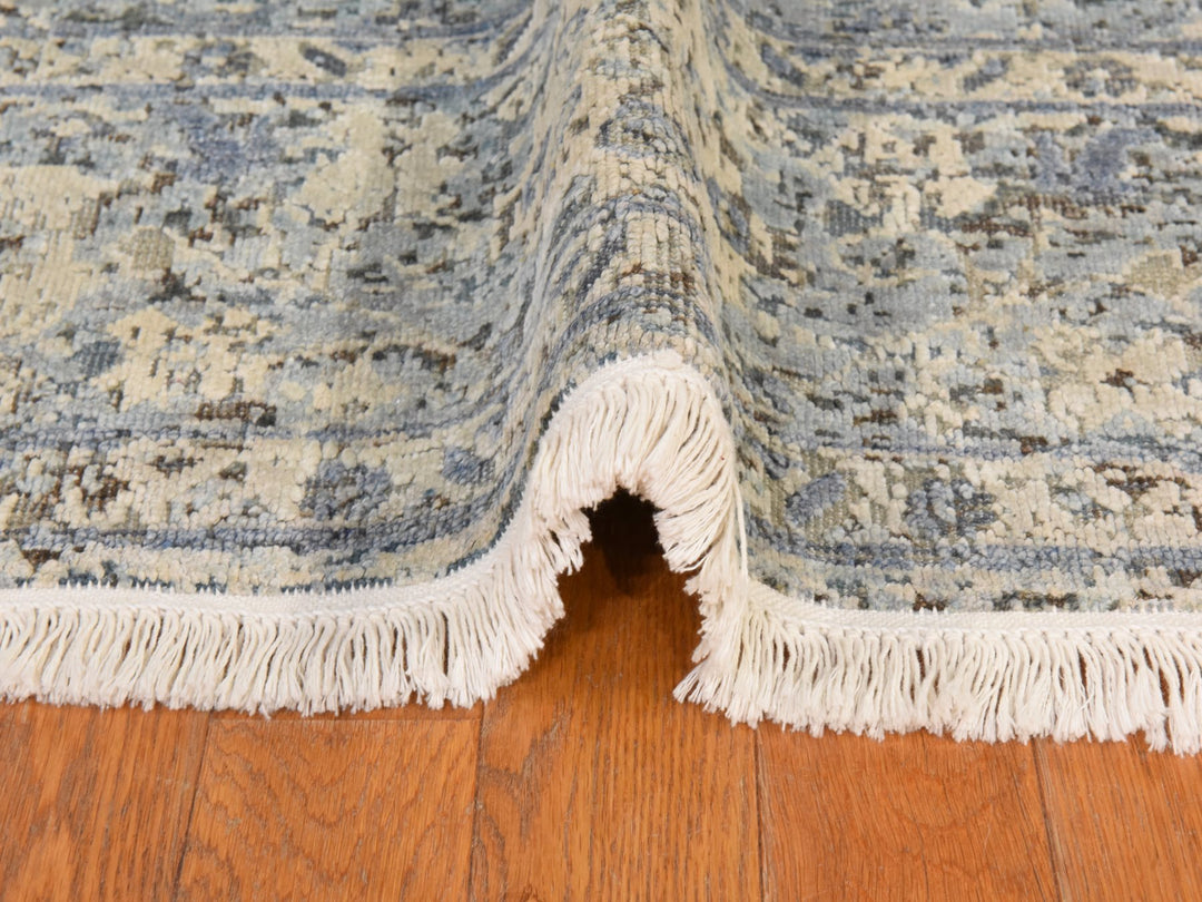 6'0" x 9'3" New Hand Knotted Ivory Wool & Silk Rectangle Oriental Rug - MOA10278899