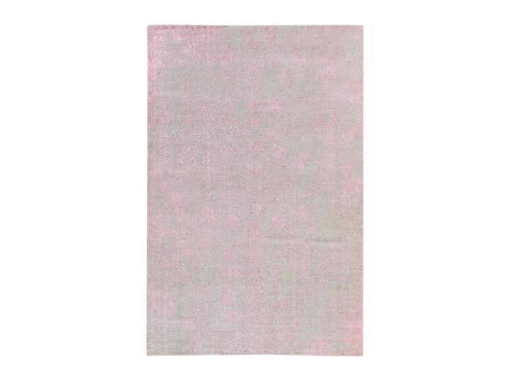 6'0" x 9'0" New Hand Loomed Pink Wool & Silk Rectangle Oriental Rug - MOA10278900