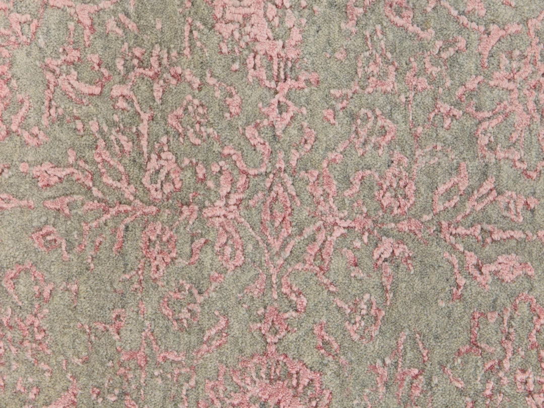 6'0" x 9'0" New Hand Loomed Pink Wool & Silk Rectangle Oriental Rug - MOA10278900