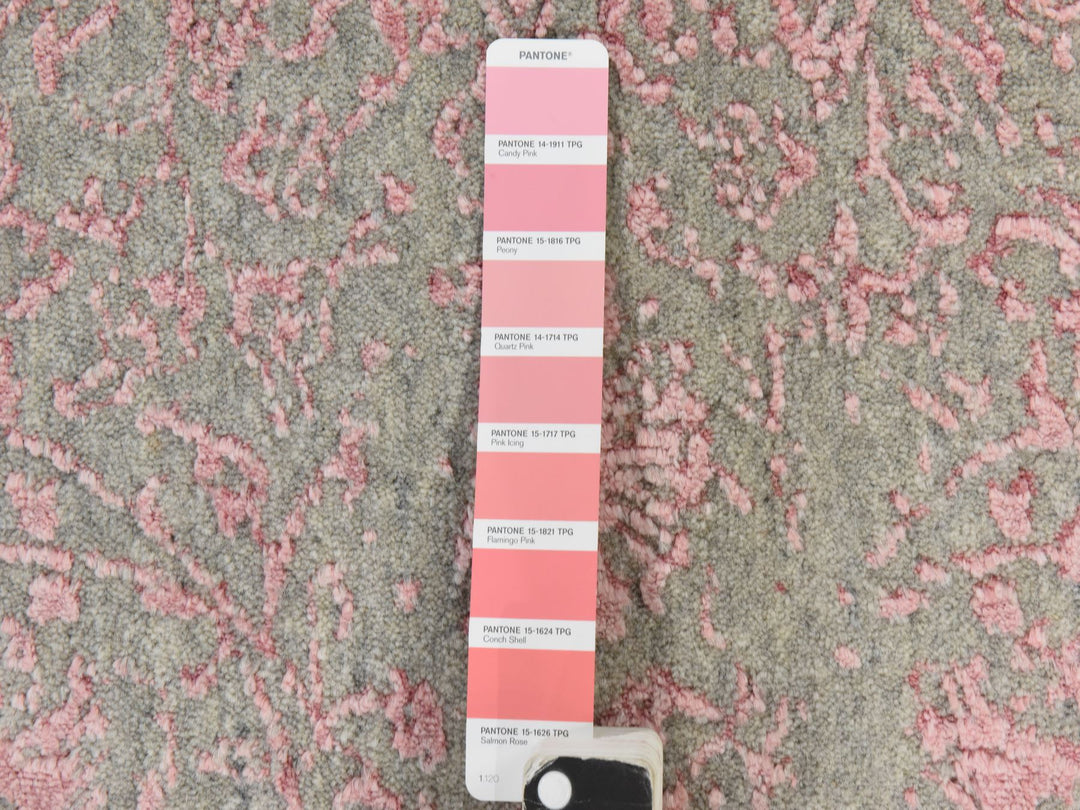 6'0" x 9'0" New Hand Loomed Pink Wool & Silk Rectangle Oriental Rug - MOA10278900