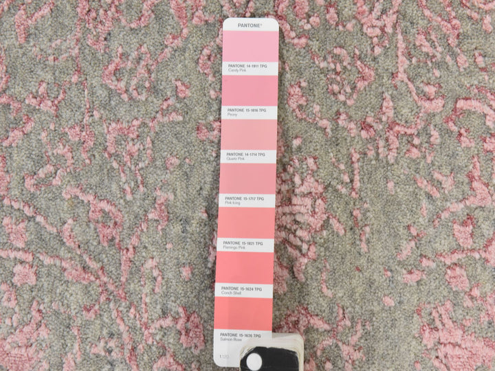 6'0" x 9'0" New Hand Loomed Pink Wool & Silk Rectangle Oriental Rug - MOA10278900