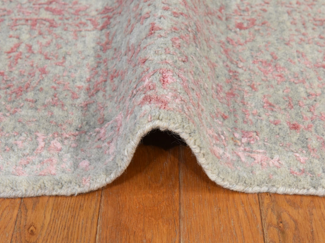 6'0" x 9'0" New Hand Loomed Pink Wool & Silk Rectangle Oriental Rug - MOA10278900