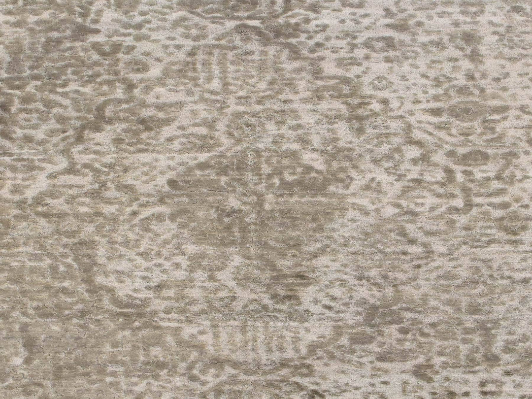6'0" x 9'0" New Hand Knotted Grey Wool & Silk Rectangle Oriental Rug - MOA10278901