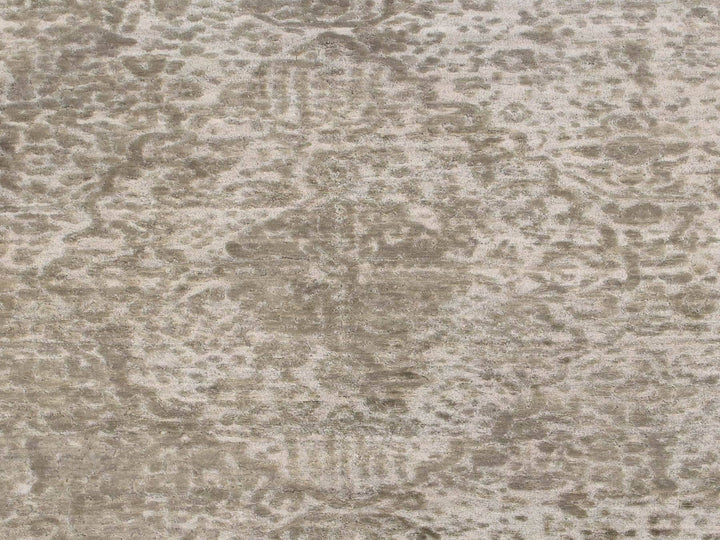 6'0" x 9'0" New Hand Knotted Grey Wool & Silk Rectangle Oriental Rug - MOA10278901