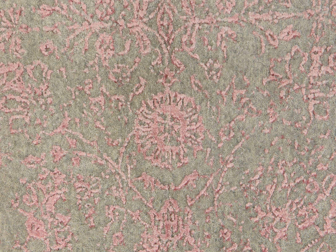 6'0" x 9'0" New Hand Loomed Pink Wool & Silk Rectangle Oriental Rug - MOA10278902