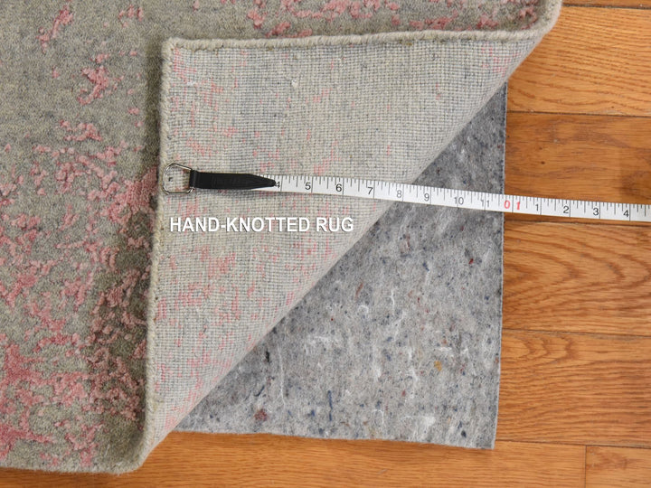 6'0" x 9'0" New Hand Loomed Pink Wool & Silk Rectangle Oriental Rug - MOA10278902