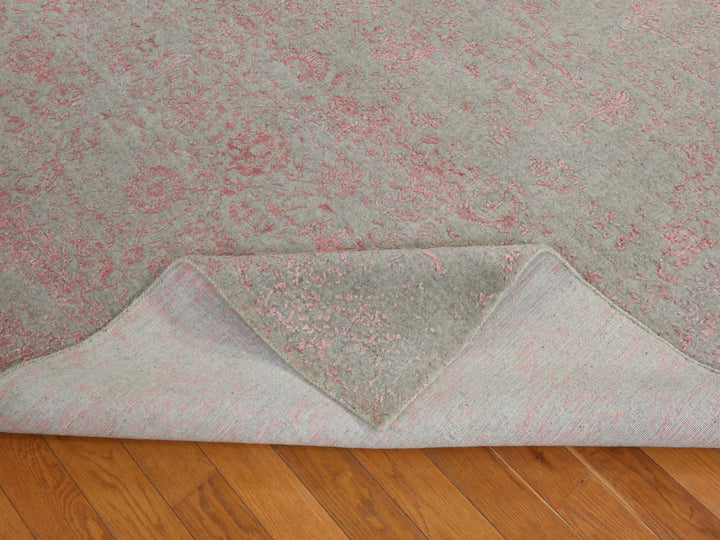 6'0" x 9'0" New Hand Loomed Pink Wool & Silk Rectangle Oriental Rug - MOA10278902