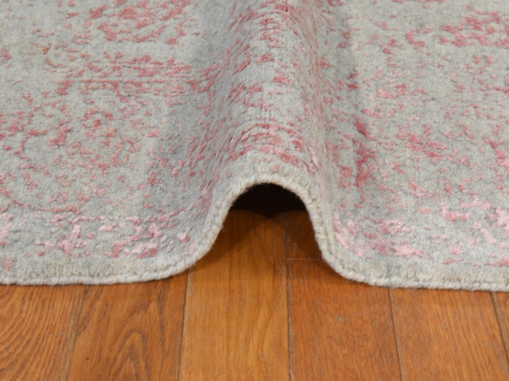 6'0" x 9'0" New Hand Loomed Pink Wool & Silk Rectangle Oriental Rug - MOA10278902