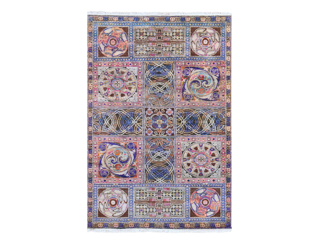 6'1" x 9'0" New Hand Knotted Brown Silk Rectangle Oriental Rug - MOA10278903
