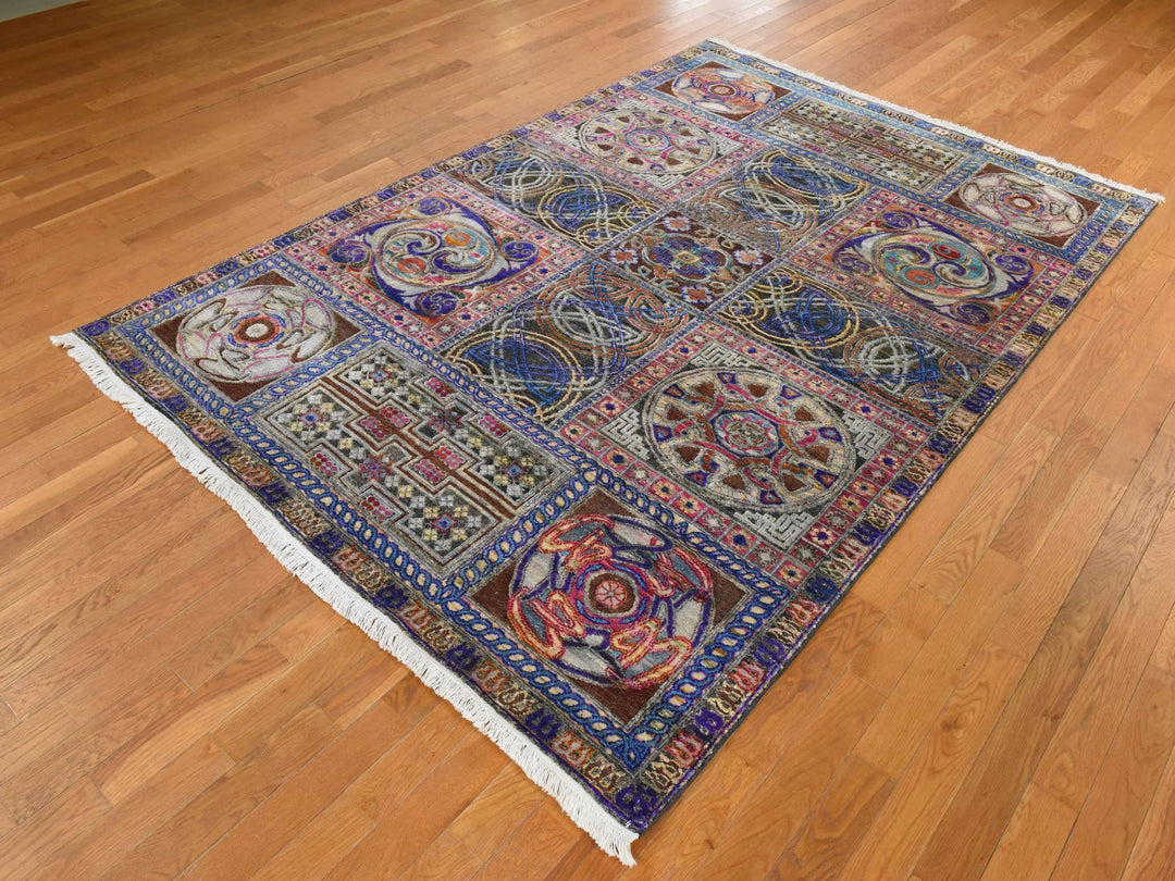 6'1" x 9'0" New Hand Knotted Brown Silk Rectangle Oriental Rug - MOA10278903