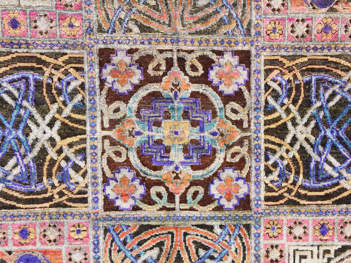 6'1" x 9'0" New Hand Knotted Brown Silk Rectangle Oriental Rug - MOA10278903
