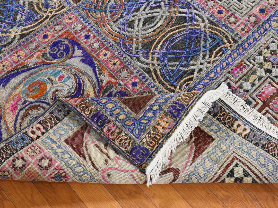 6'1" x 9'0" New Hand Knotted Brown Silk Rectangle Oriental Rug - MOA10278903