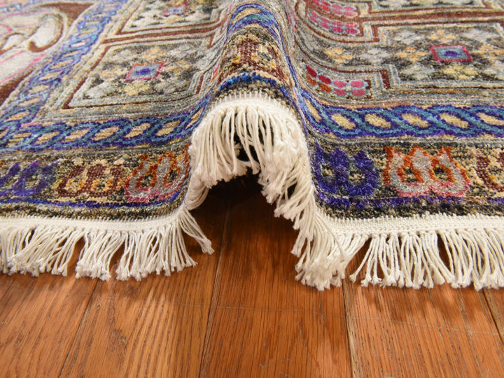 6'1" x 9'0" New Hand Knotted Brown Silk Rectangle Oriental Rug - MOA10278903