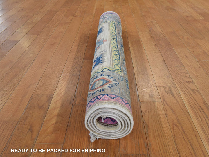 3'1" x 4'9" New Hand Knotted Ivory Wool Rectangle Oriental Rug - MOA10278904