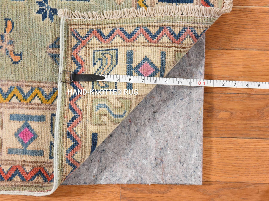3'4" x 4'9" New Hand Knotted Green Wool Rectangle Oriental Rug - MOA10278905