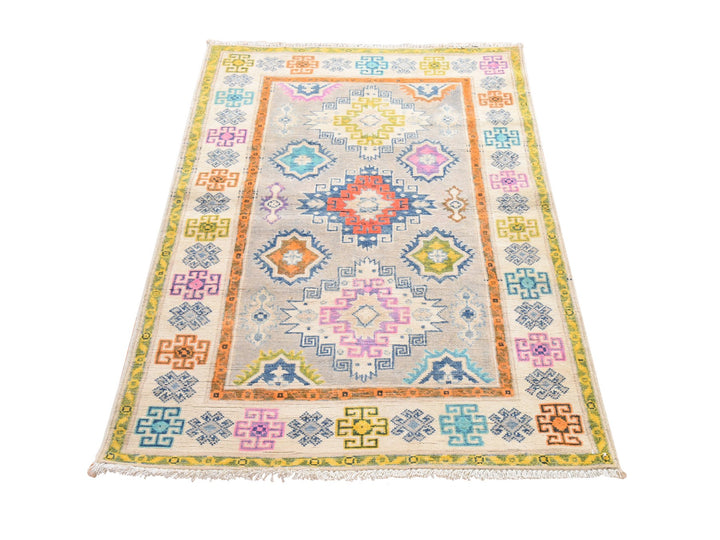 3'1" x 4'10" New Hand Knotted Grey Wool Rectangle Oriental Rug - MOA10278906