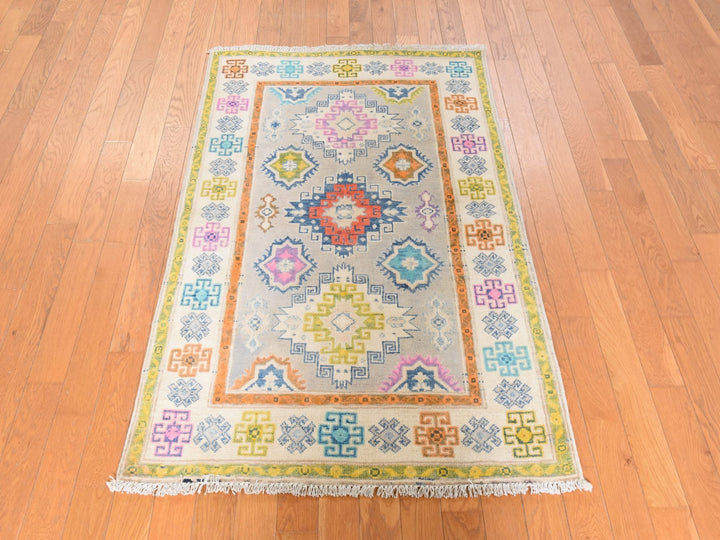 3'1" x 4'10" New Hand Knotted Grey Wool Rectangle Oriental Rug - MOA10278906