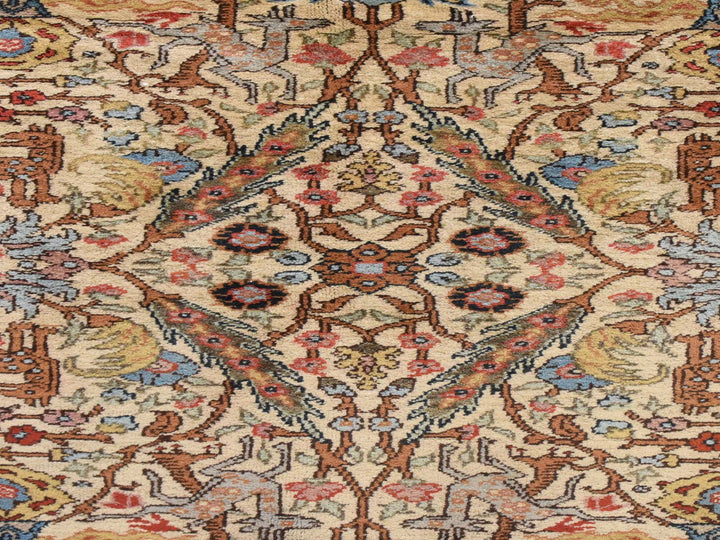 6'6" x 9'8" Vintage Hand Knotted Ivory Wool Rectangle Oriental Rug - MOA10278912