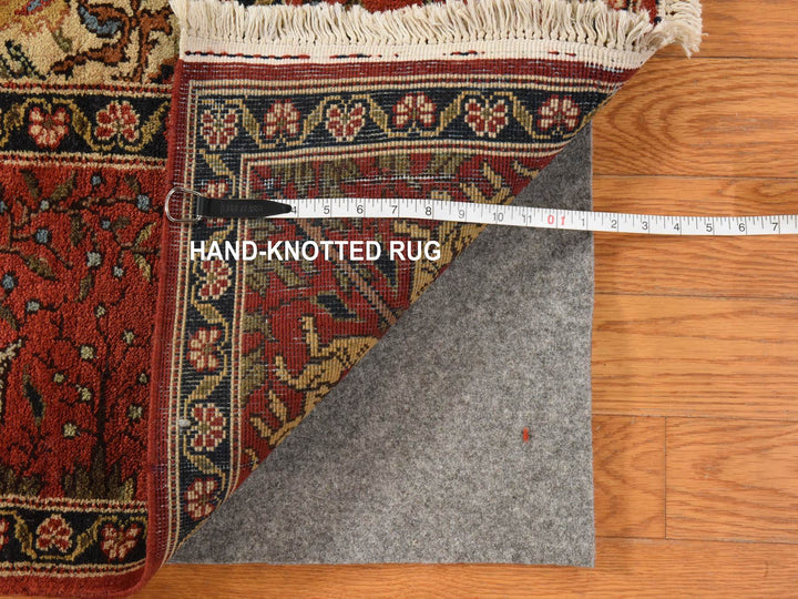 6'6" x 9'8" Vintage Hand Knotted Ivory Wool Rectangle Oriental Rug - MOA10278912