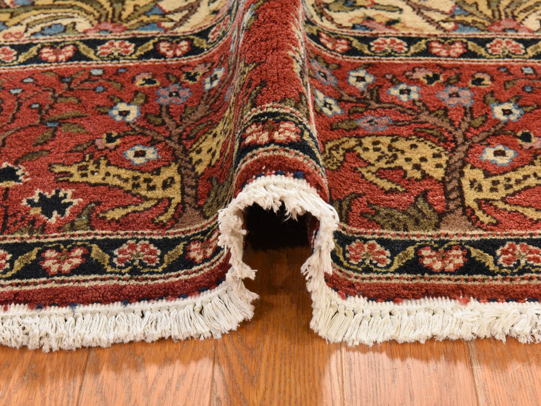 6'6" x 9'8" Vintage Hand Knotted Ivory Wool Rectangle Oriental Rug - MOA10278912