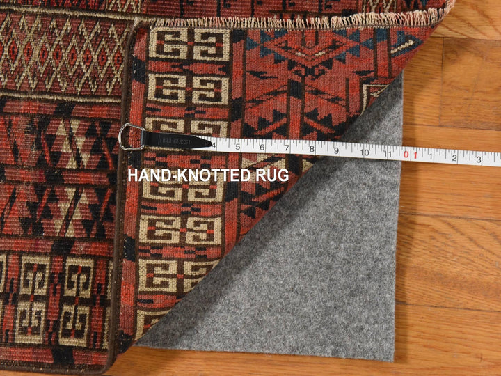 3'3" x 3'6" New Hand Knotted Red Wool Square Oriental Rug - MOA10278915