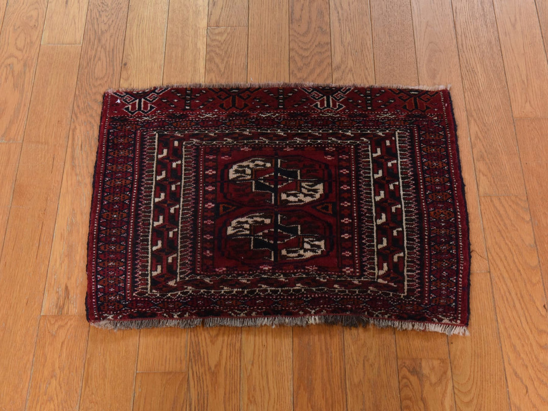 1'6" x 2'1" New Hand Knotted Red Wool Square Oriental Rug - MOA10278916